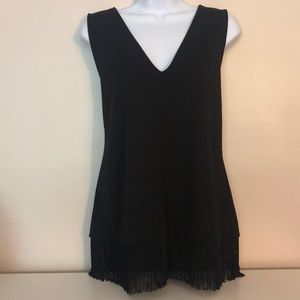 NWT Ann Taylor Fun Fringe Black Tank